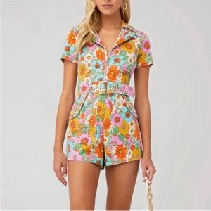 Show Me Your Mumu Outlaw Romper - Flower Market Denim size M